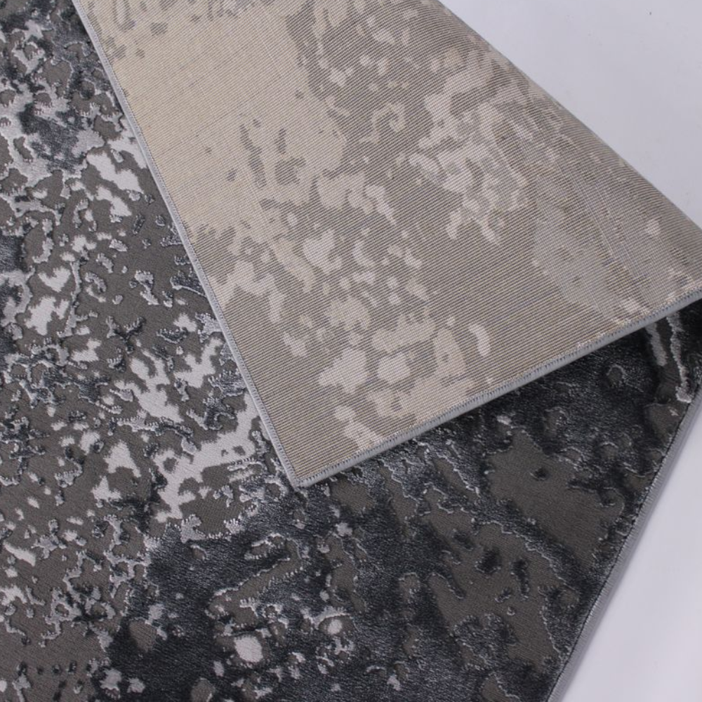 Shimmering Turkish Rug with Textured surface - Grey/L.Grey