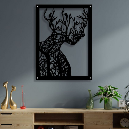 Tree Woman Raised Metal Wall Art Home Décor - 60x80cm