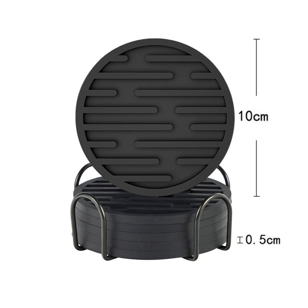 Sleek Silicone Drink Coaster Set with Holder – Set of 6 for Bars & Homes