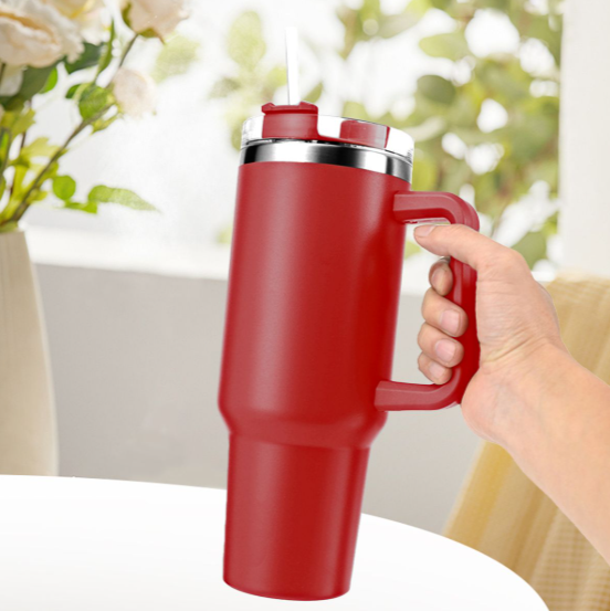 VANOW 1.2L Leakproof Tumbler with Straw Handle Stainless Steel Travel Mug