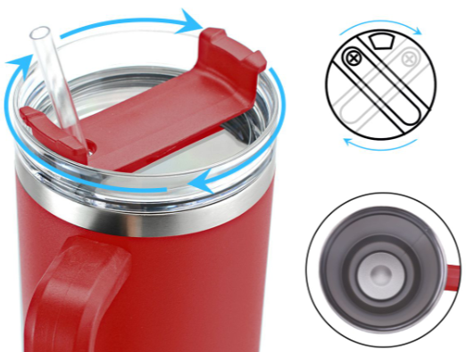 VANOW 1.2L Leakproof Tumbler with Straw Handle Stainless Steel Travel Mug