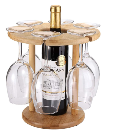 Bamboo Wine Glass Rack & Bottle Holder