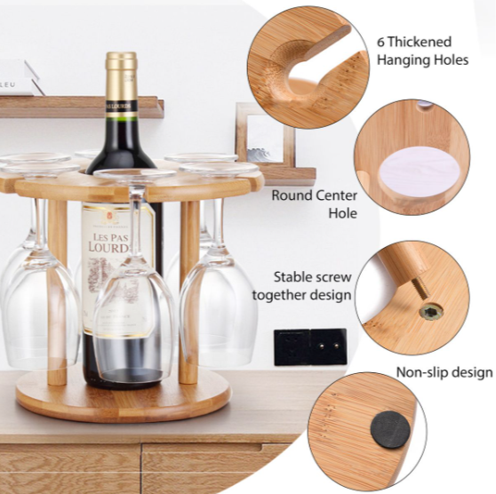 Bamboo Wine Glass Rack & Bottle Holder
