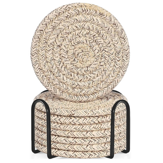 Cotton Circular Coasters set of 8