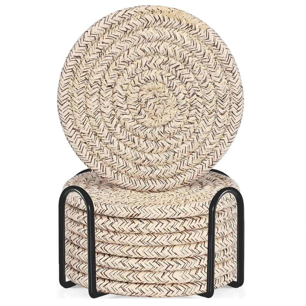 Cotton Circular Coasters set of 8